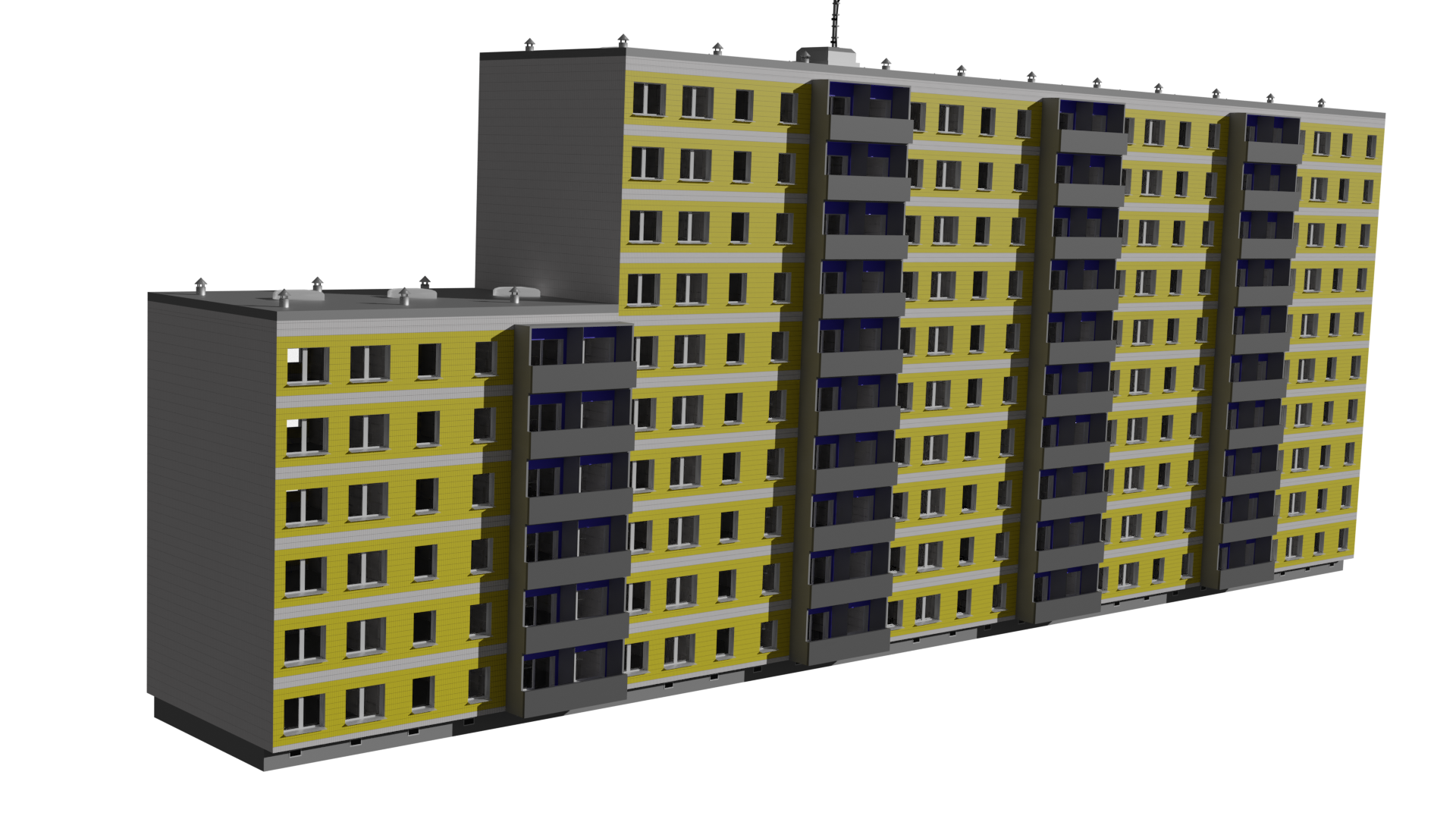Modular Instustrialized Apartment Block (Low Poly) preview image 2